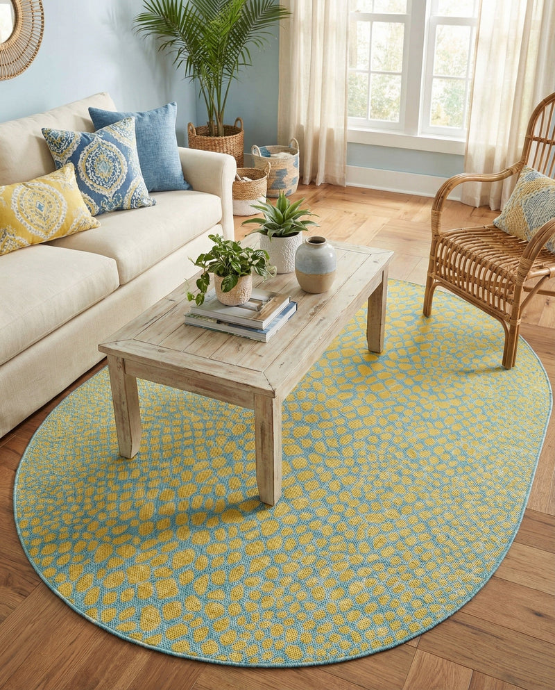 Urban Oasis Rugs Collection Area Rug -  Terrace (Yellow and Aqua) Oval Yellow and Aqua  lifestyle 26