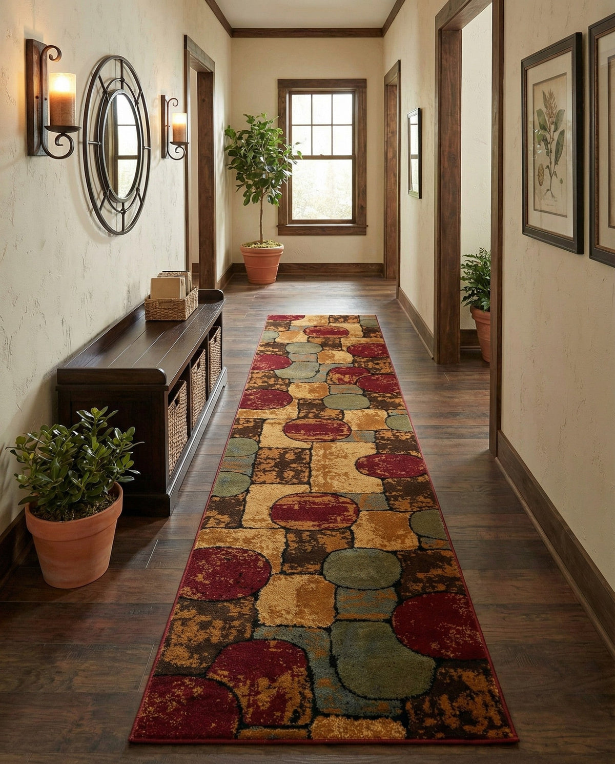 Bistro Lounge Collection Area Rug -  Cappuccino Runner Multi  lifestyle 98