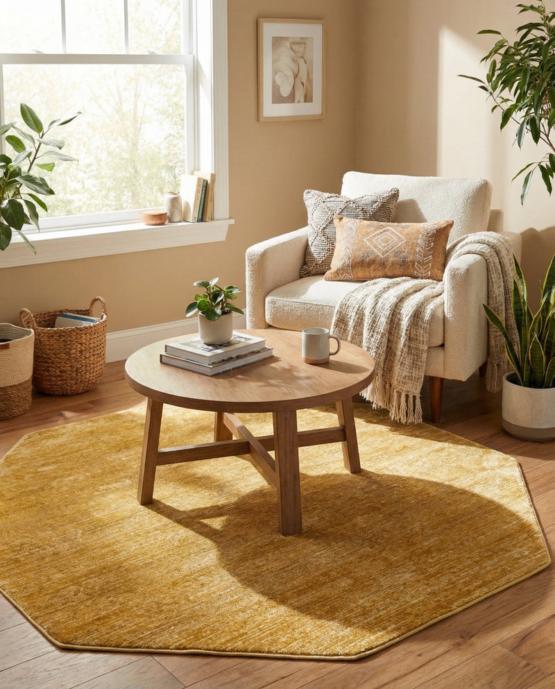 Bloomsbury Elegance Collection Area Rug -  Kensington (Yellow) Octagon Yellow  lifestyle 54