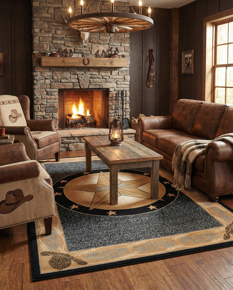 Frontier Trails Collection Area Rug - Redwood Rectangle Blue  lifestyle 53