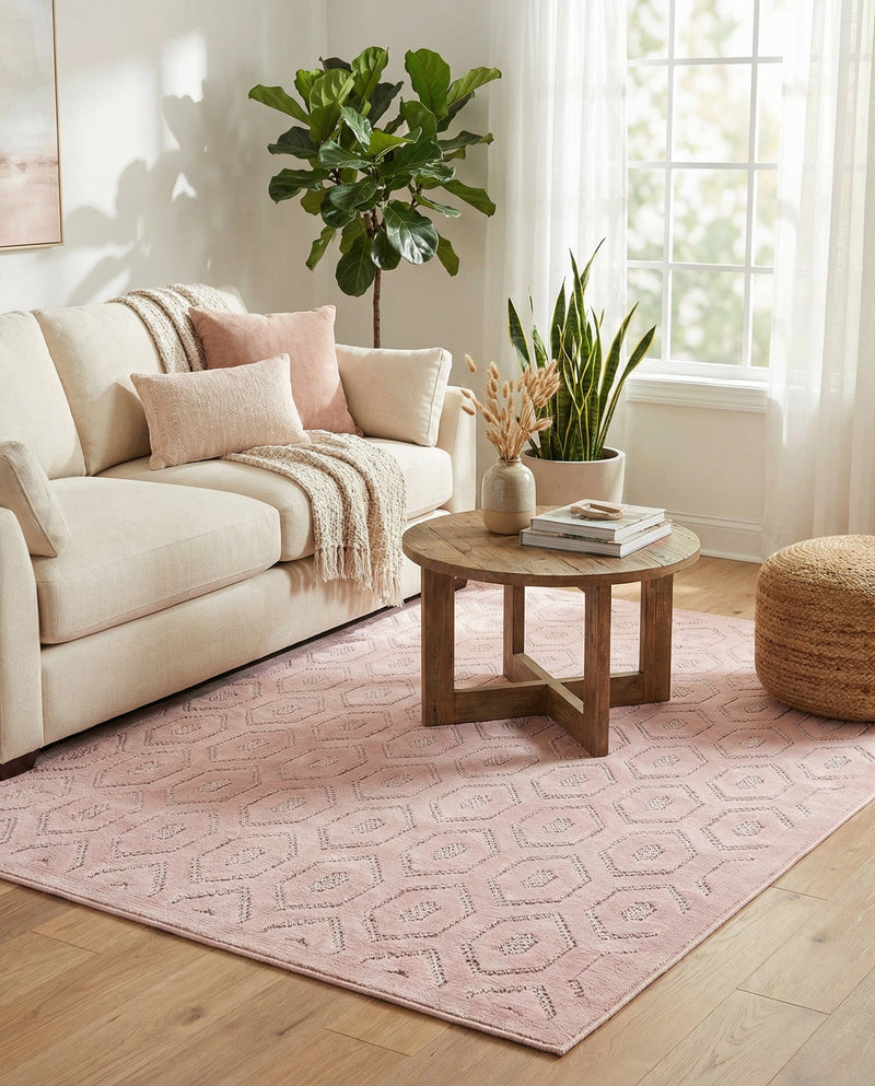 Garden Lattice Charm Collection Area Rug - Arbor (Pink) Rectangle Pink  lifestyle 16