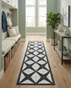 Urban Terrace Collection Area Rug -  Hudson Runner Black and White  lifestyle 48