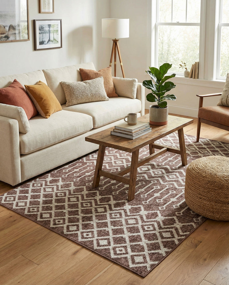 Geo Garden Lattice Collection Area Rug -  Andalusia Rectangle Dusty Rose  lifestyle 14