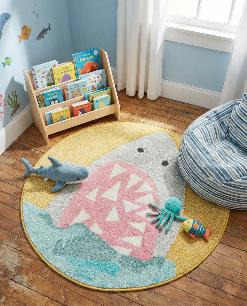 Wonder Tykes Collection Area Rug -  Whimsical Round Yellow  lifestyle 38