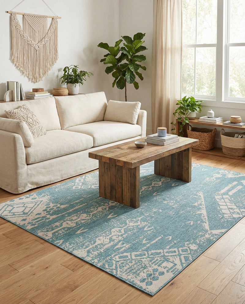 Desert Nomad Terrace Collection Area Rug - Sahara (Light Aqua) Rectangle Light Aqua  lifestyle 23