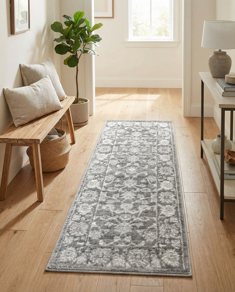 Charleston Elegance Collection Area Rug -  Seaport (Gray) Runner Gray  lifestyle 52