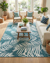 Seaside Blooms Collection Area Rug - Verdure (Teal) Rectangle Teal  lifestyle 5