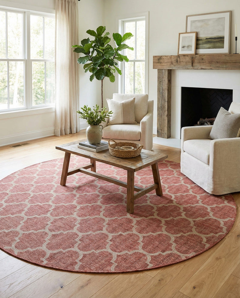 Savannah Pergola Collection Area Rug - Arbor (Rust Red) Round Rust Red  lifestyle 64
