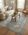 Patio Heritage Collection Area Rug -  Bower Rectangle Blue  lifestyle 29