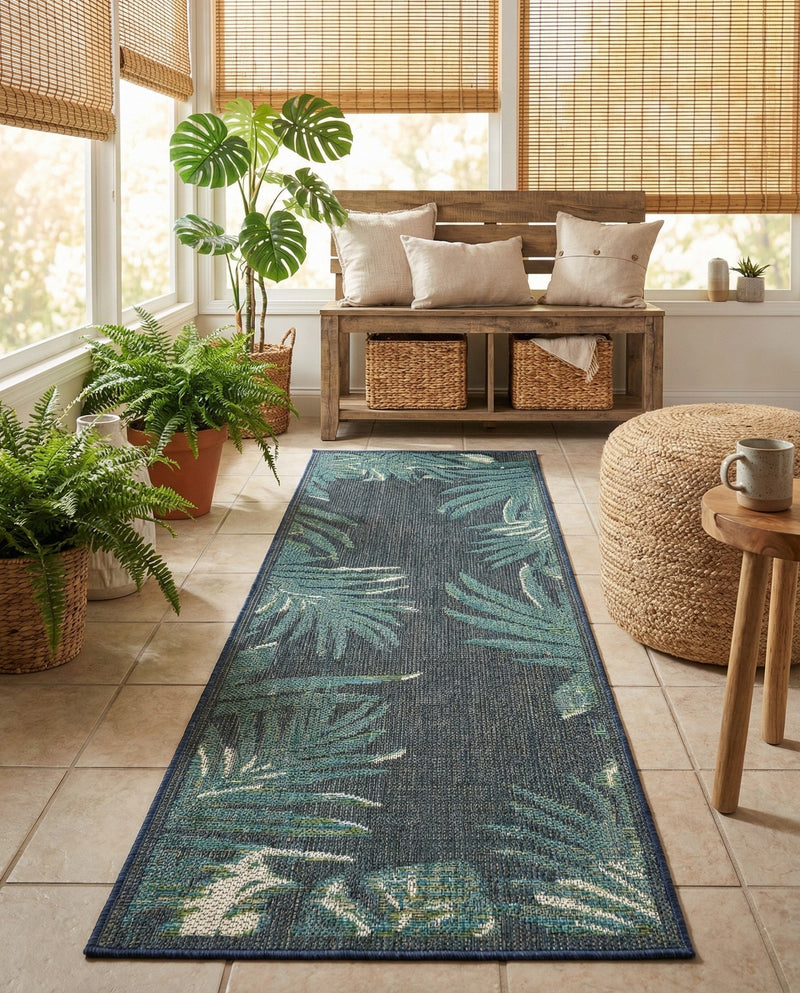 Coastal Terrace Collection Area Rug -  Anchor Runner Navy Blue  lifestyle 74