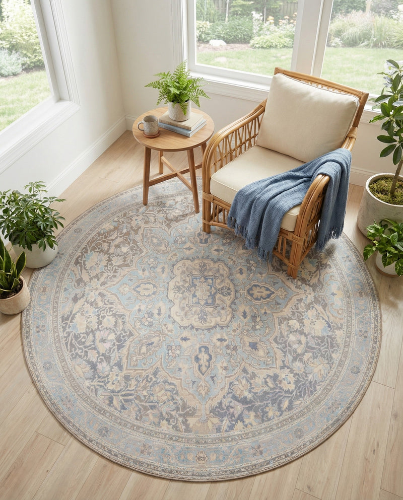 Heritage Elegance Collection Area Rug -  Schonbrunn Round Cream  lifestyle 86