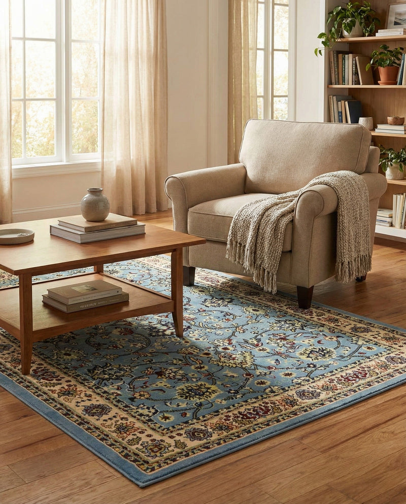Isfahan Elegance Collection Area Rug - Naghsh-e Jahan (Light Blue) Rectangle Light Blue  lifestyle 26