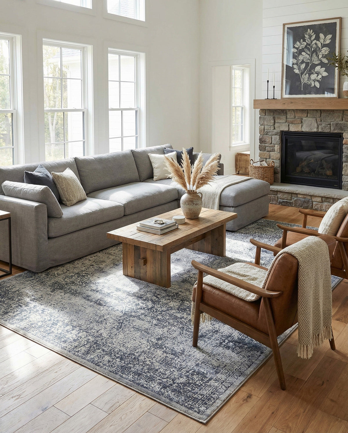 Coastal Manor Collection Area Rug -  Marina Rectangle Blue Gray  lifestyle 43