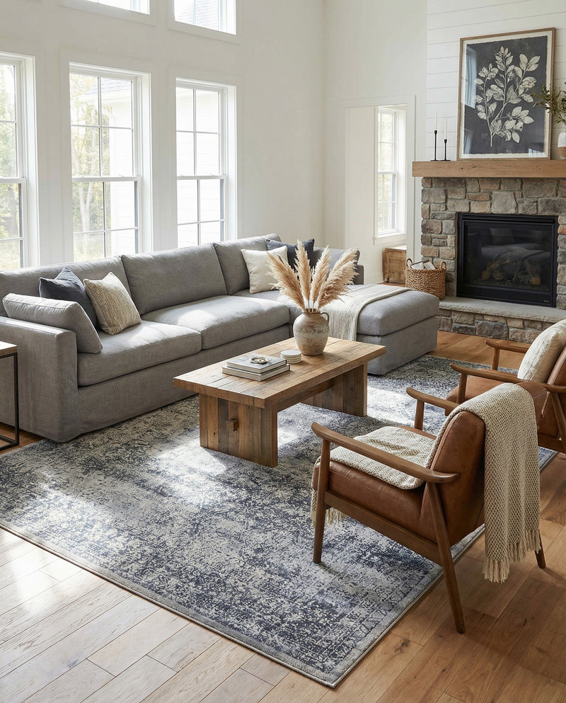 Coastal Manor Collection Area Rug -  Marina Rectangle Blue Gray  lifestyle 43
