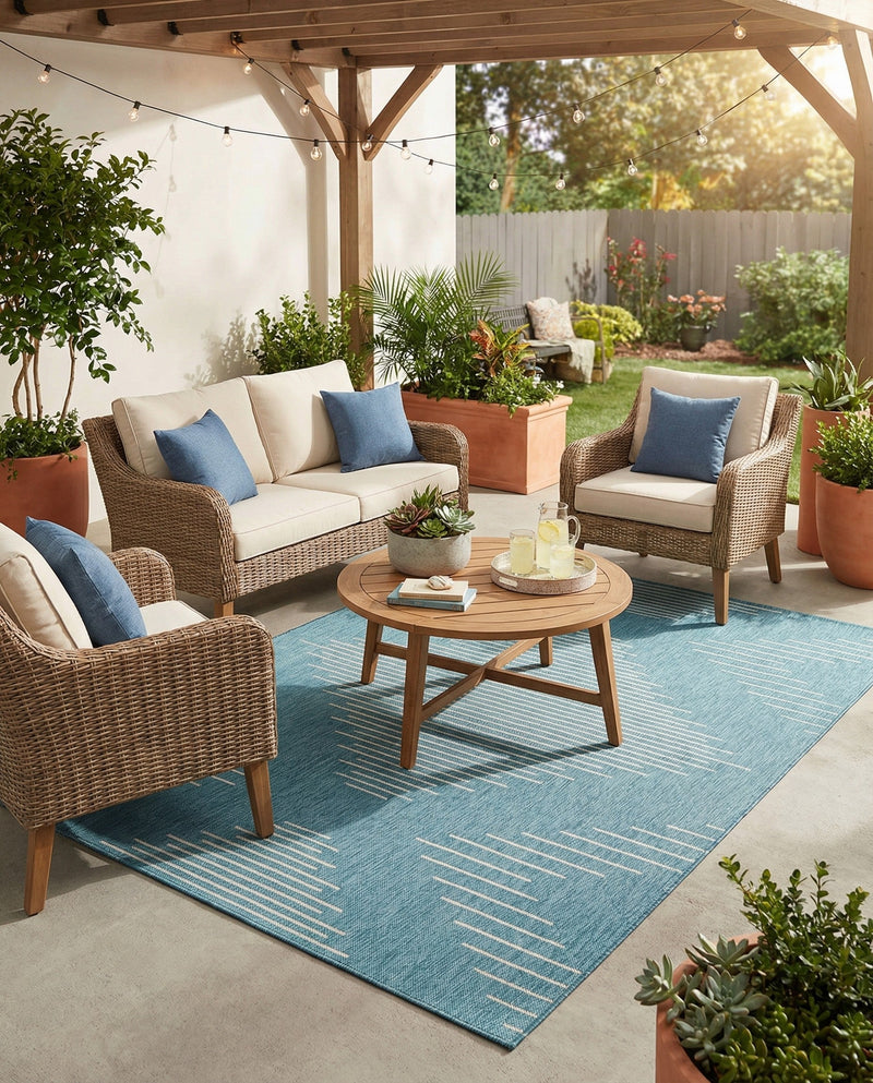 Urban Terrace Collection Area Rug -  Chelsea (Light Aqua) Rectangle Light Aqua  lifestyle 8