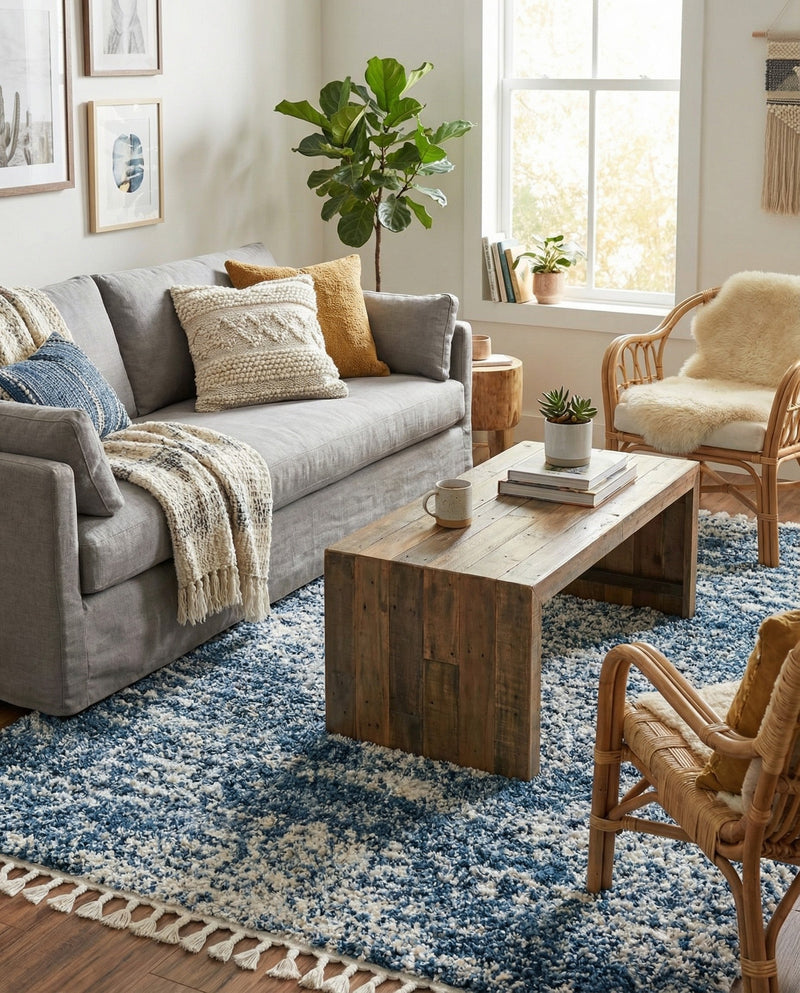 Tranquil Tides Shag Collection Area Rug -  Azure Rectangle Blue  lifestyle 28