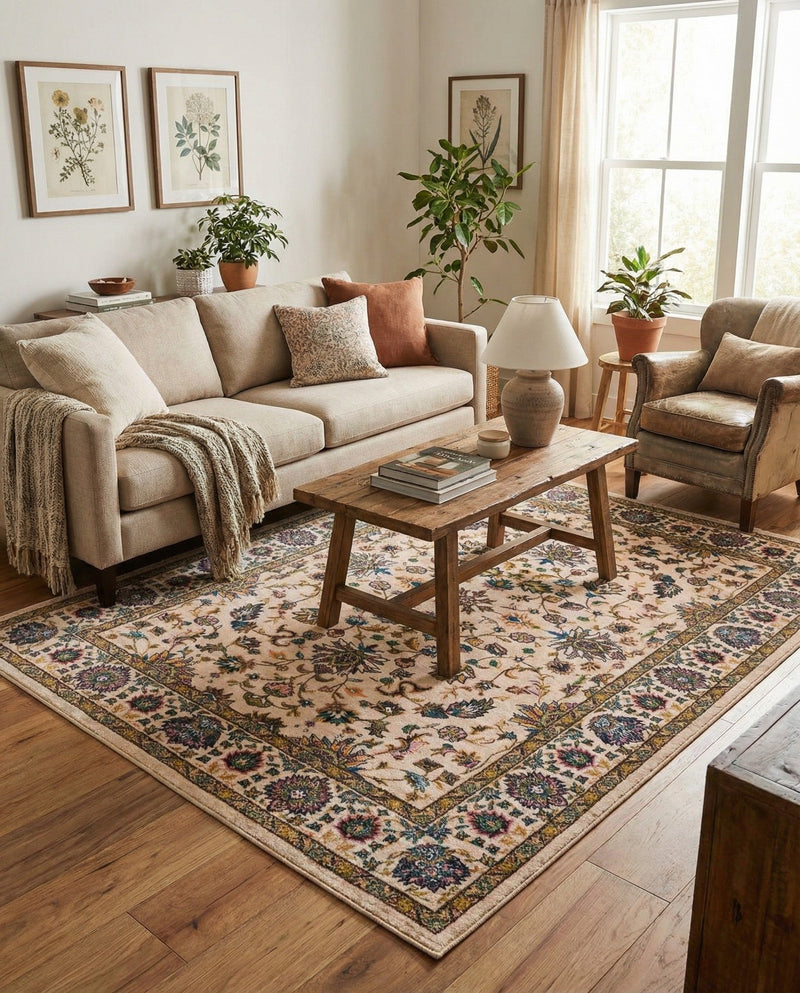 Casablanca Tapestry Collection Area Rug -  Marrakech (Ivory) Rectangle Ivory  lifestyle 11