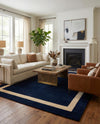 Savannah Borders Wool Collection Area Rug - Chatham Rectangle Cobalt Blue  lifestyle 79