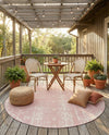 Desert Nomad Terrace Collection Area Rug - Sahara (Pink) Round Pink  lifestyle 44