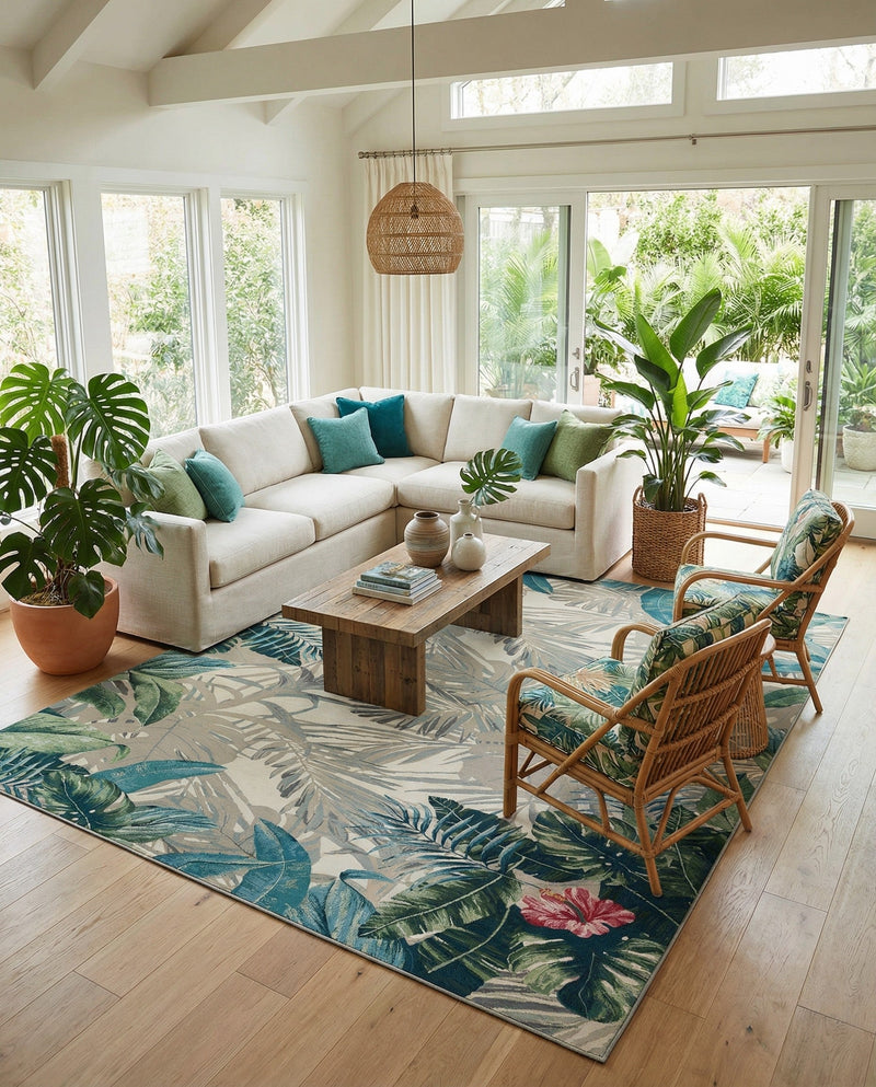 Seaside Blooms Collection Area Rug -  Paradise Rectangle Multi  lifestyle 61