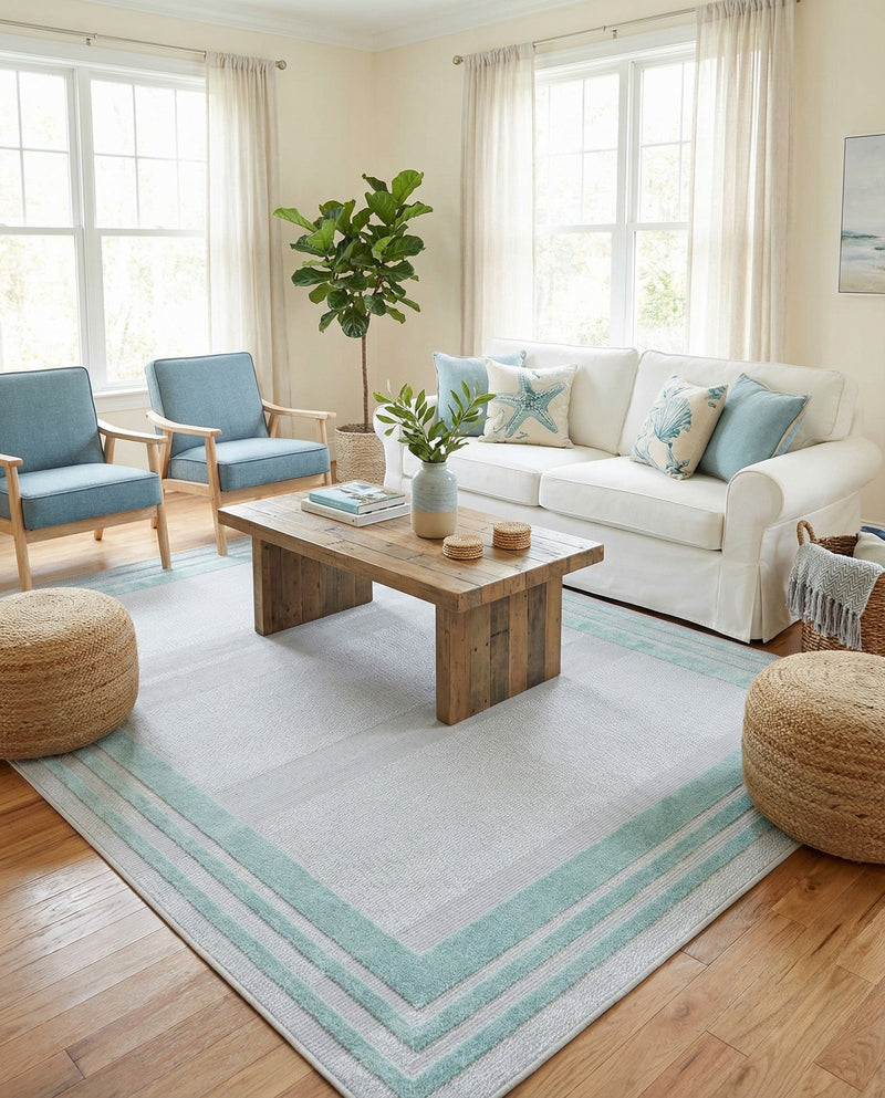 Bahama Breeze Outdoor Collection Area Rug -  Abaco Rectangle Gray Teal  lifestyle 43