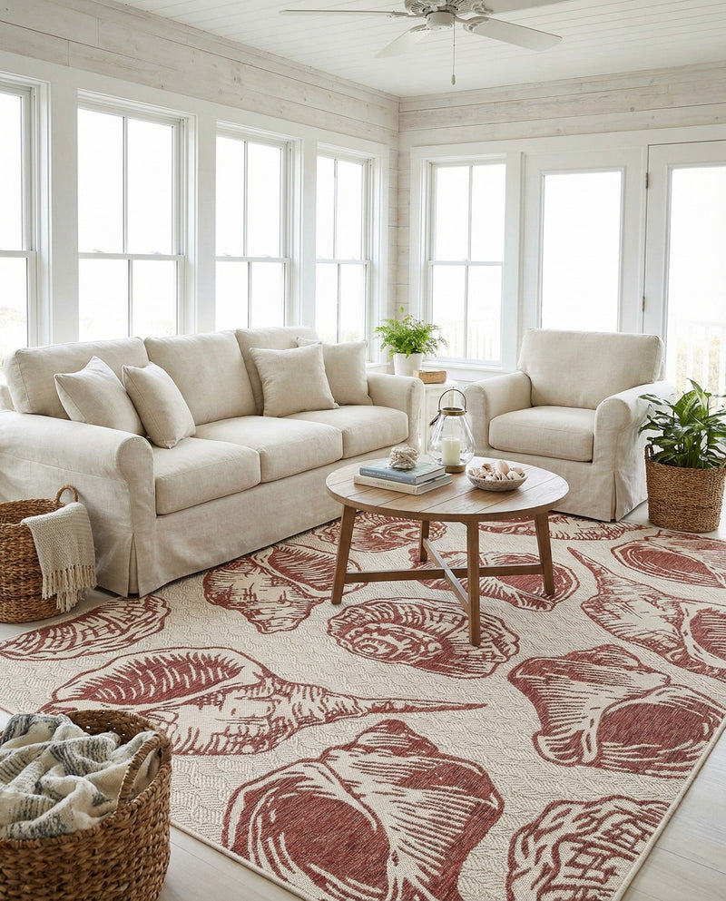 Seaside Haven Rugs Collection Area Rug -  Lighthouse (Ivory Rust Red) Rectangle Ivory Rust Red  lifestyle 9
