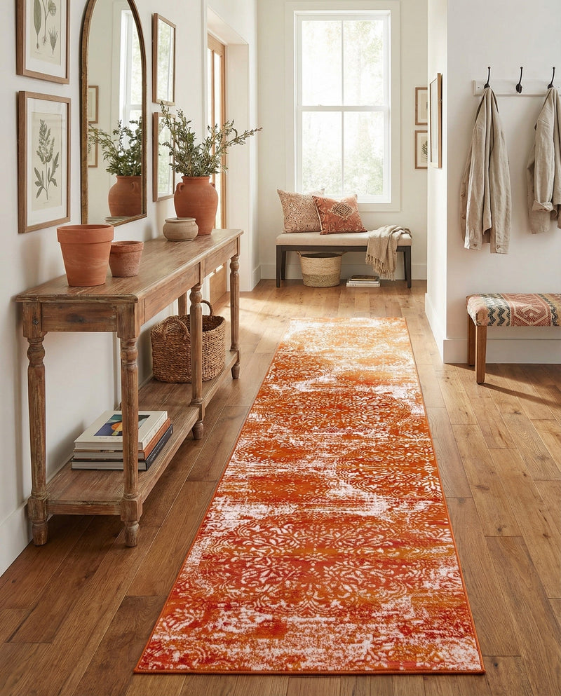Riviera Elegance Collection Area Rug -  Monaco (Orange) Runner Orange  lifestyle 50