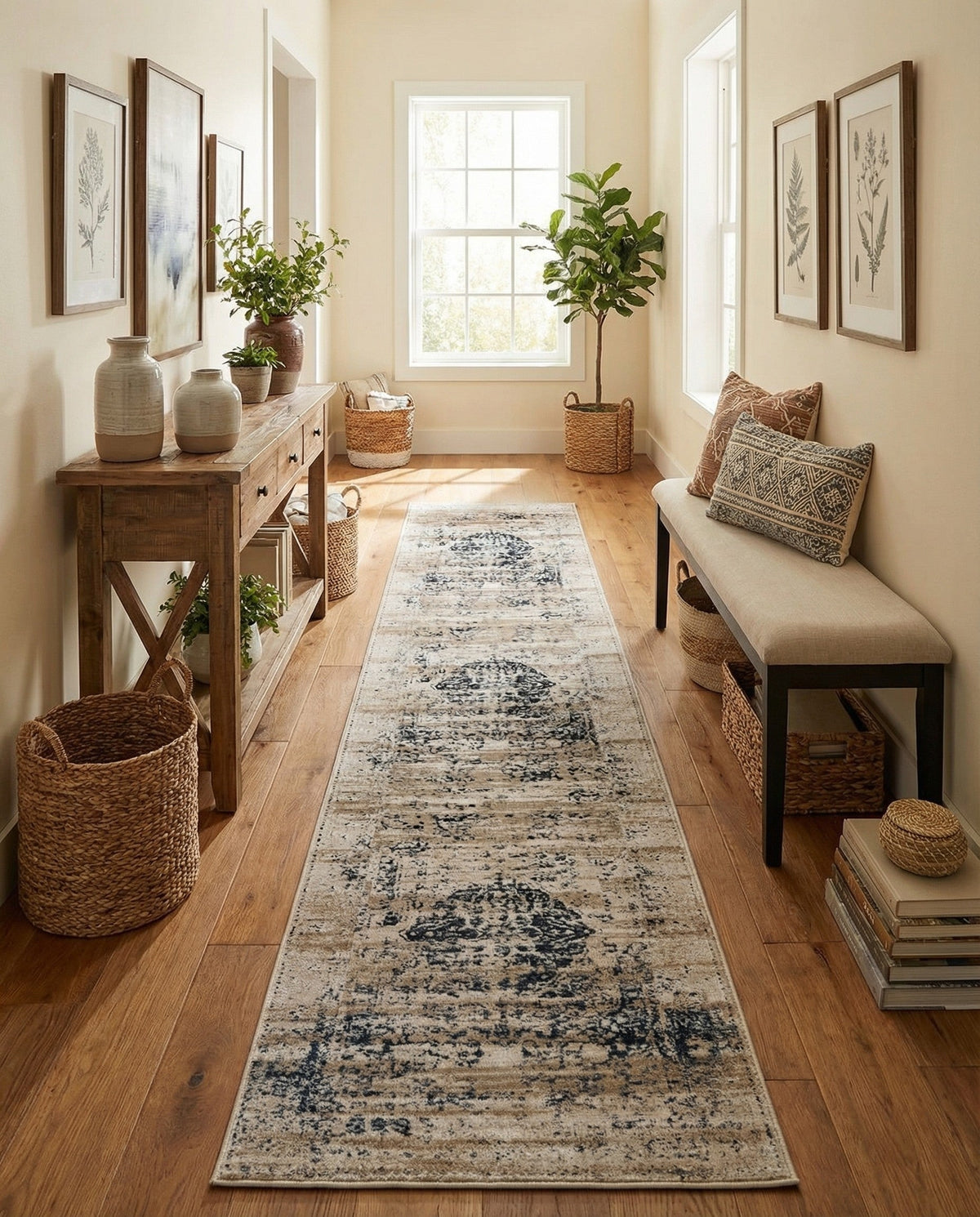 Coastal Manor Collection Area Rug -  Dunes Runner Dark Blue  lifestyle 103