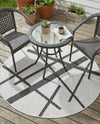 Urban Terrace Collection Area Rug -  Bowery Round Black and White  lifestyle 50