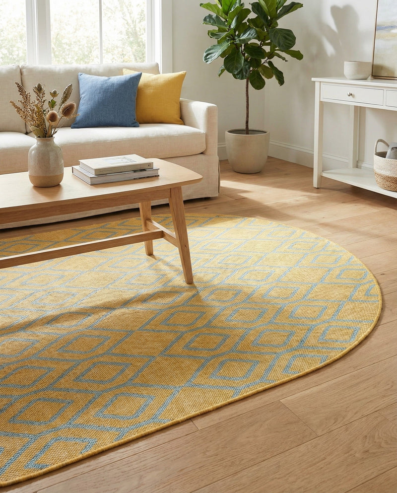 Urban Oasis Rugs Collection Area Rug -  Boulevard (Yellow and Aqua) Oval Yellow and Aqua  lifestyle 41