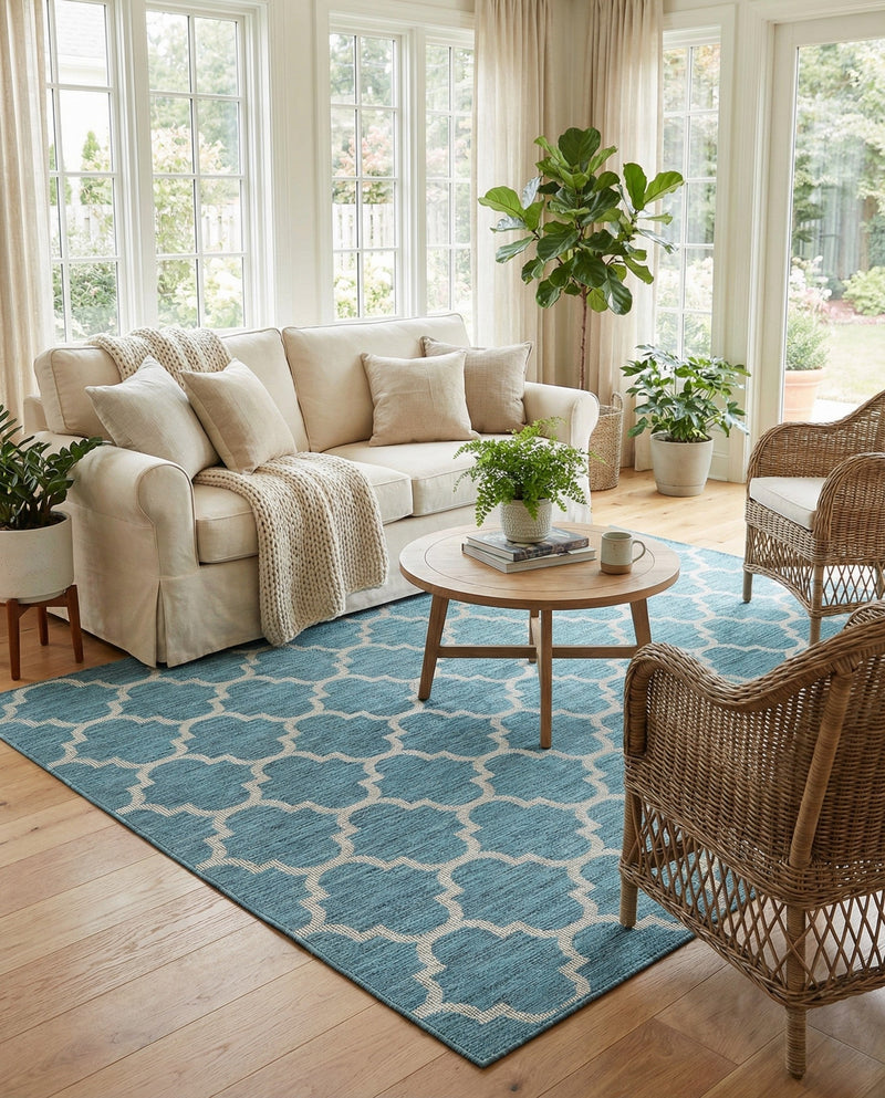 Savannah Pergola Collection Area Rug - Arbor (Teal) Rectangle Teal  lifestyle 8