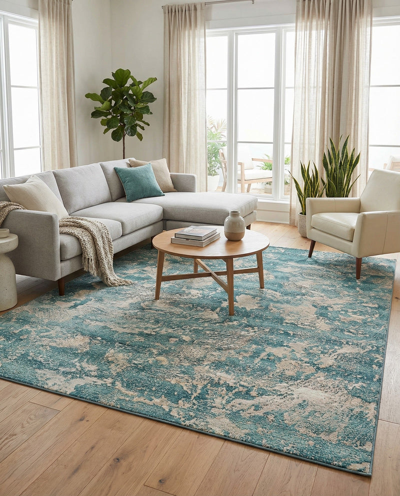 Urban Terrace Collection Area Rug -  Gazebo Rectangle Aqua Blue  lifestyle 25