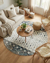 Mediterranean Lattice Collection Area Rug -  Casablanca (Ivory Gray Blue) Round Ivory Gray Blue  lifestyle 34