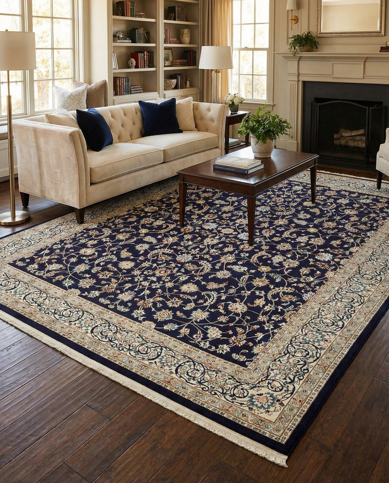 Persian Elegance Collection Area Rug -  Ardabil Rectangle Navy Blue  lifestyle 25