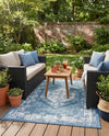 Patio Heritage Collection Area Rug -  Augusta (Blue) Rectangle Blue  lifestyle 30