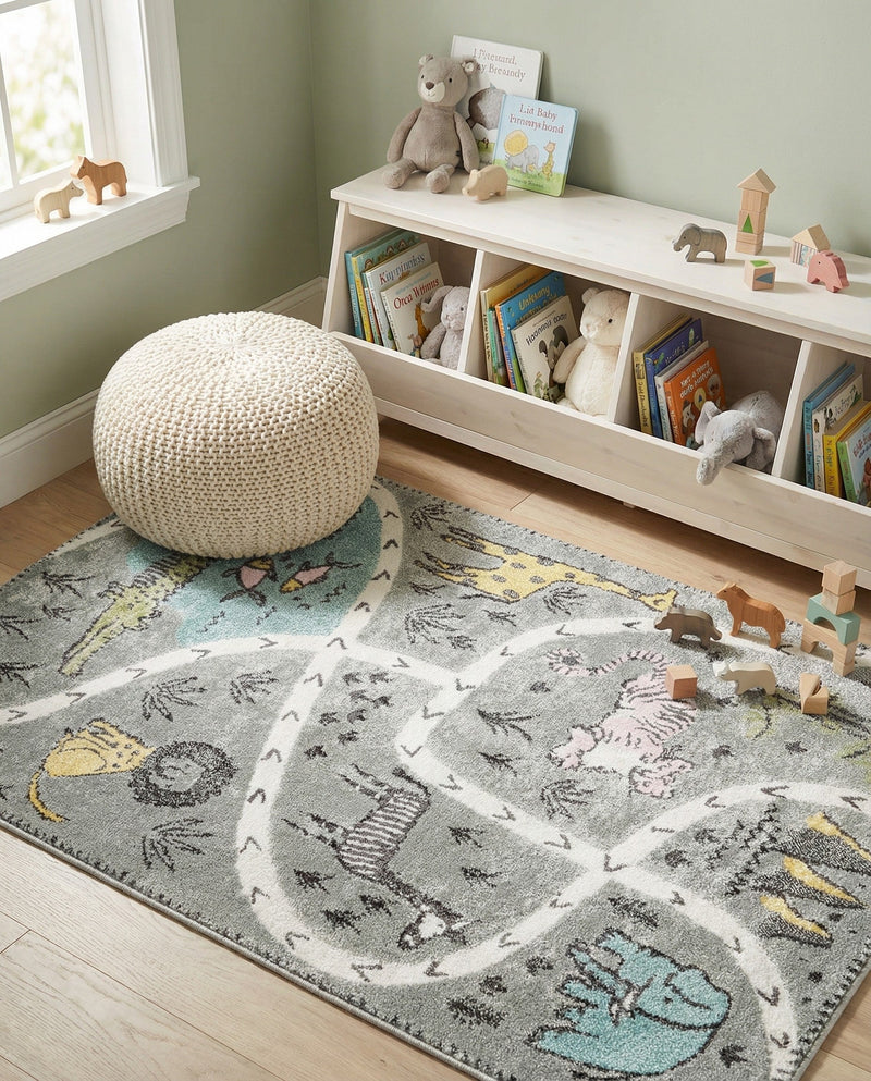 Wonder Tykes Collection Area Rug -  Enigma Rectangle Gray  lifestyle 7