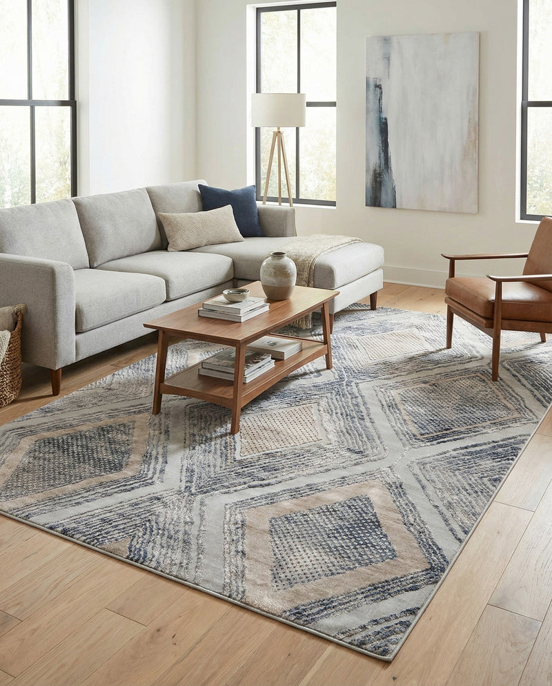 Aegean Elegance Collection Area Rug -  Rhodes Rectangle Gray Cream  lifestyle 6