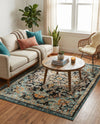 Outdoor Marrakesh Collection Area Rug -  Essaouira Rectangle Navy Blue  lifestyle 6