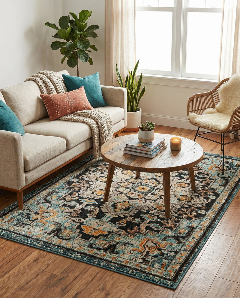 Outdoor Marrakesh Collection Area Rug -  Essaouira Rectangle Navy Blue  lifestyle 6