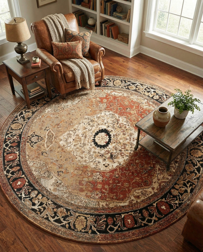 Patio Heritage Collection Area Rug -  Gazebo Round Multi  lifestyle 78