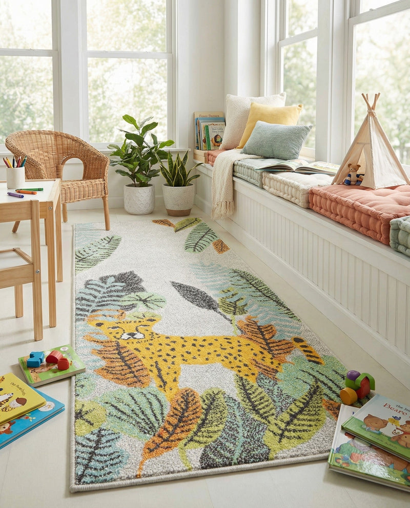Wonder Tykes Collection Area Rug -  Puzzled Runner Gray  lifestyle 35