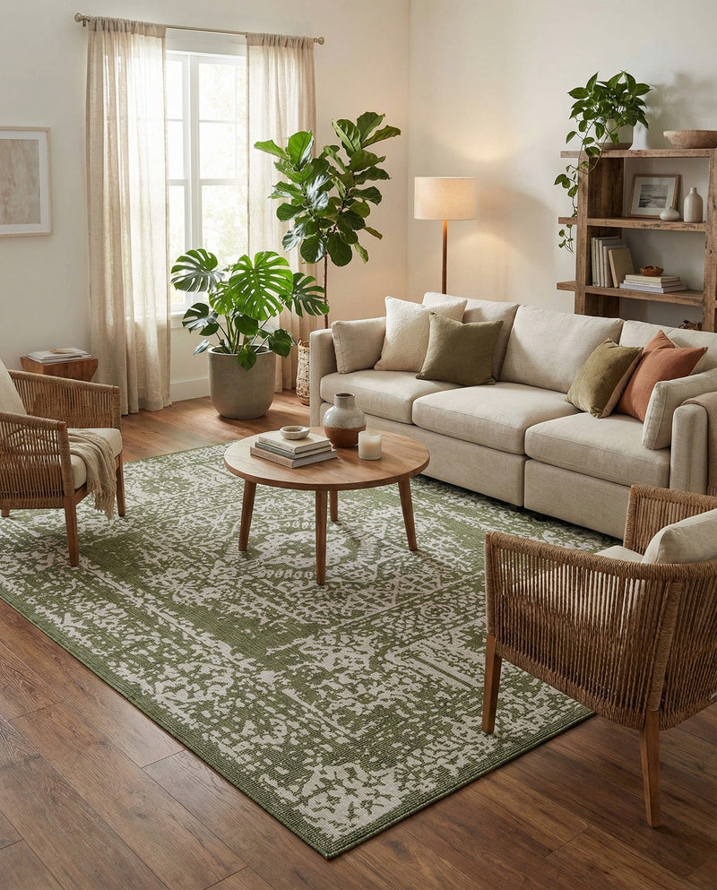 Patio Heritage Collection Area Rug - Savannah (Green) Rectangle Green  lifestyle 22