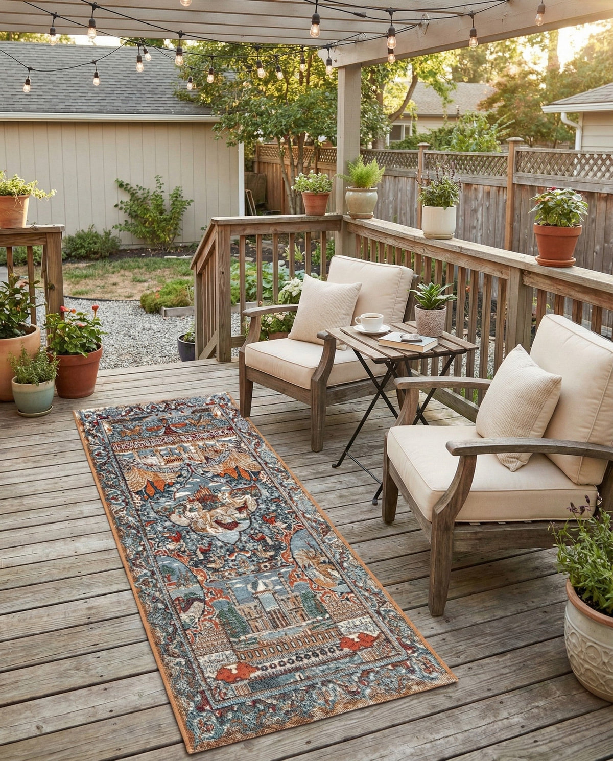 Patio Heritage Collection Area Rug -  Oasis Runner Multi  lifestyle 88