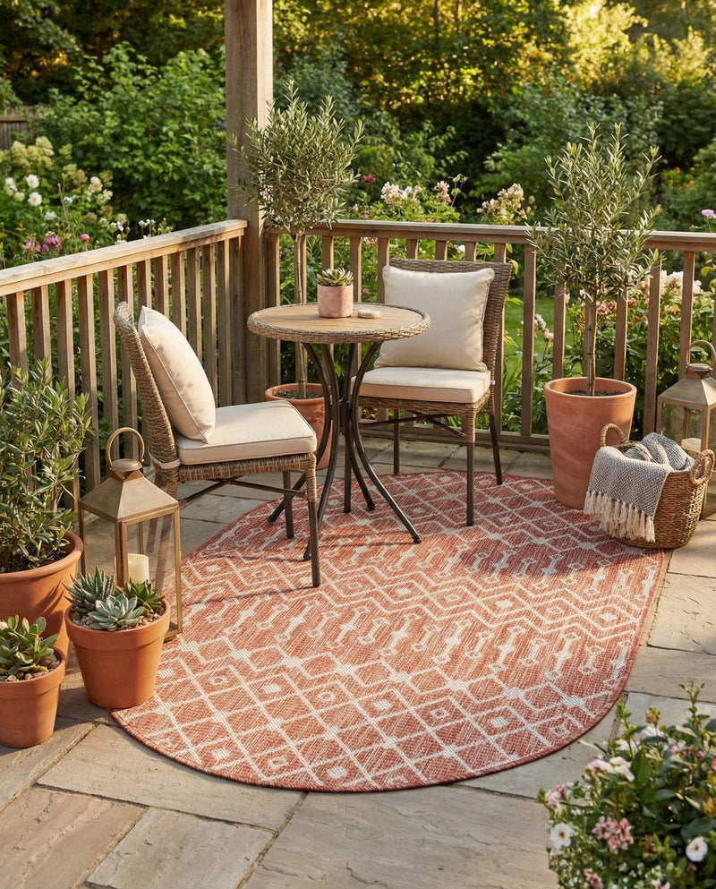 Savannah Pergola Collection Area Rug -  Pergola (Rust Red) Oval Rust Red  lifestyle 74