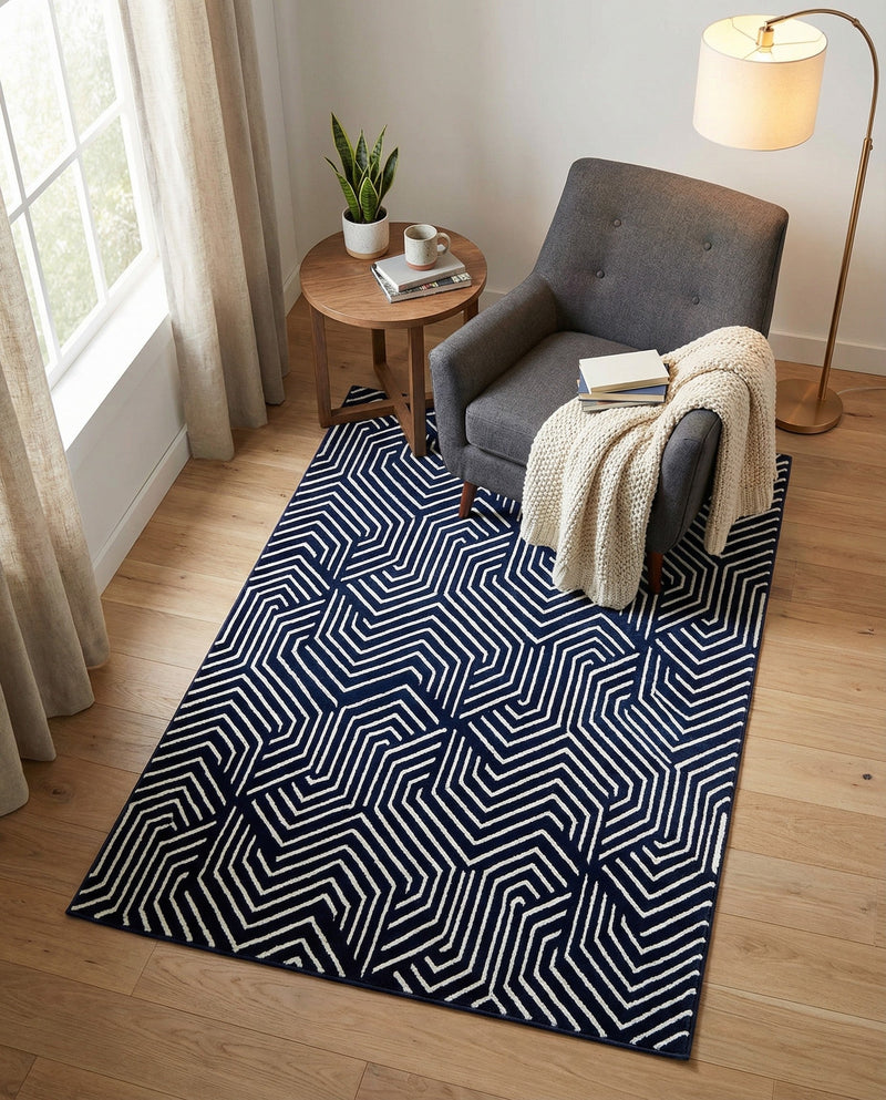 Aravalli Collection Area Rug - Udaipur Rectangle Midnight Blue  lifestyle 38
