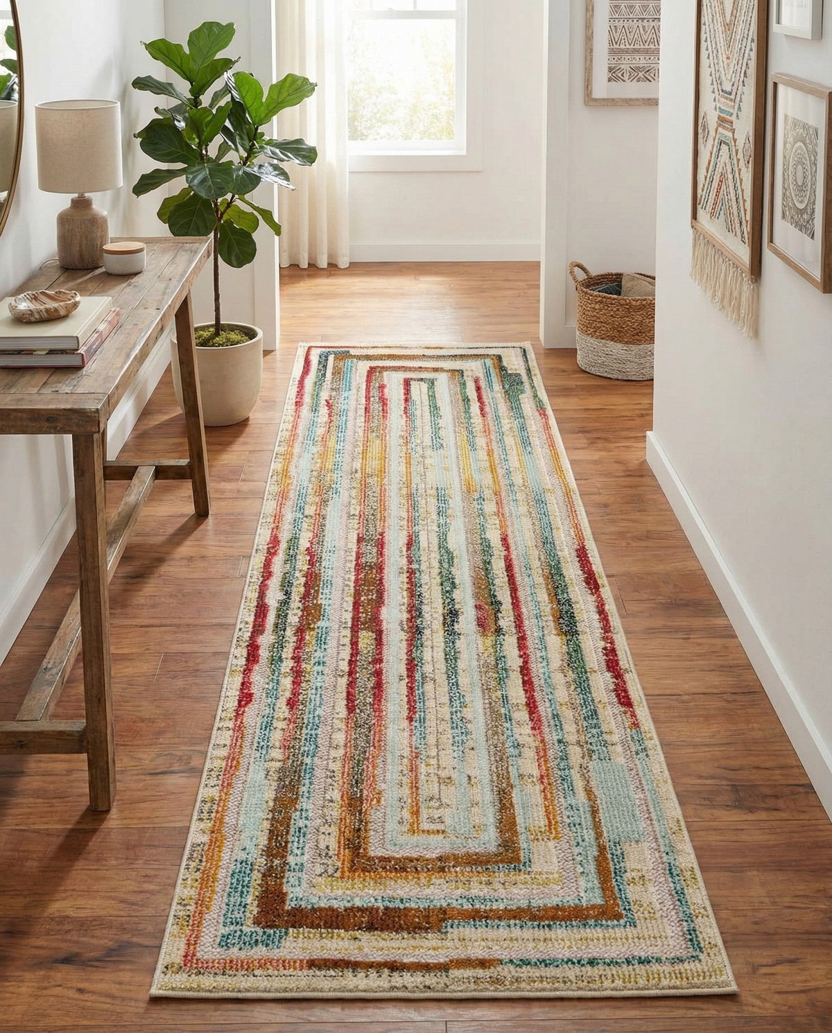 Outdoor Marrakesh Collection Area Rug -  Ouarzazate Runner Multi Beige  lifestyle 65