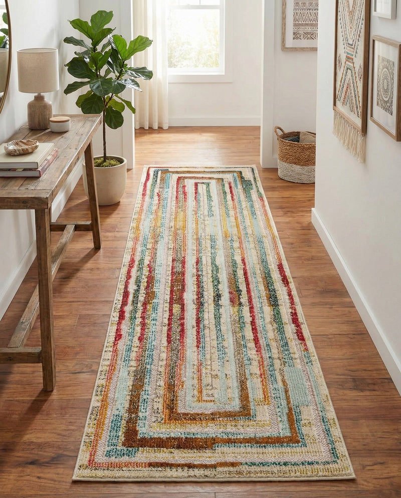 Outdoor Marrakesh Collection Area Rug -  Ouarzazate Runner Multi Beige  lifestyle 65
