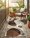 Urban Terrace Collection Area Rug -  Garden Runner Brown and White  lifestyle 70