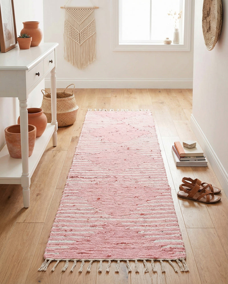 Thar Cotton Collection Area Rug - Jaisalmer (Rose) Runner Rose  lifestyle 71