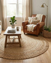 Woven Seaside Jute Collection Area Rug - Seaside Round Natural  lifestyle 25